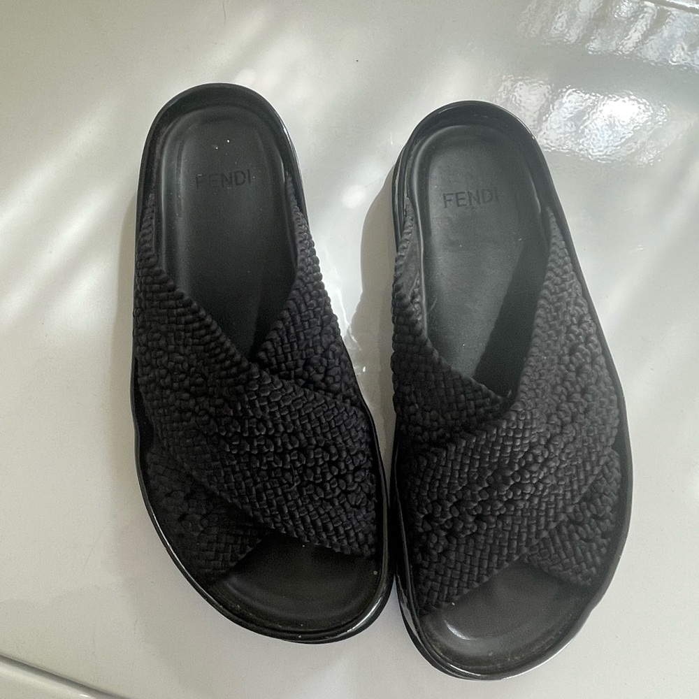 Fendi Raffia Slides